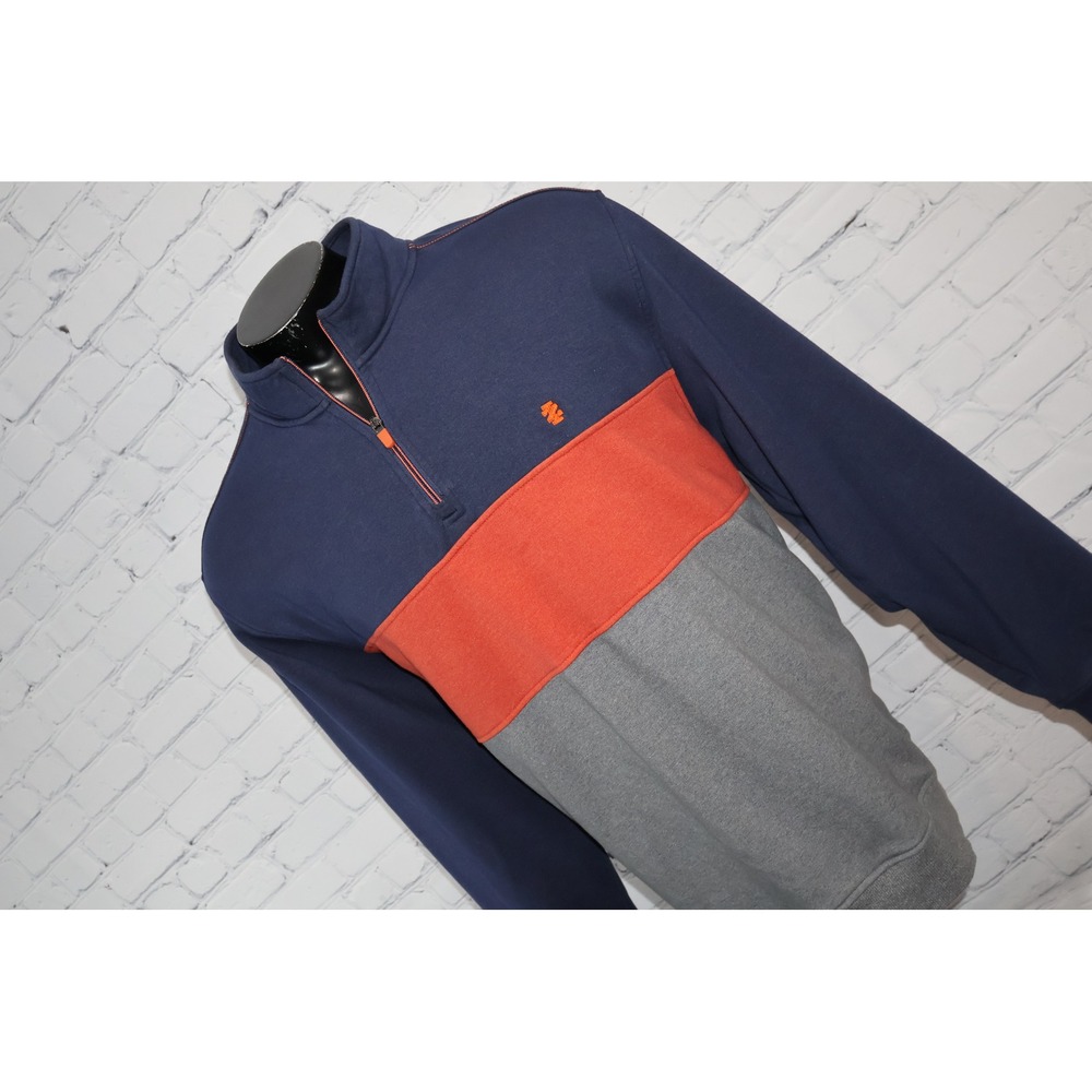 IZOD 1/4 Zip Pullover Mens XXL Blue Orange Gray Colorblock Performance Golf